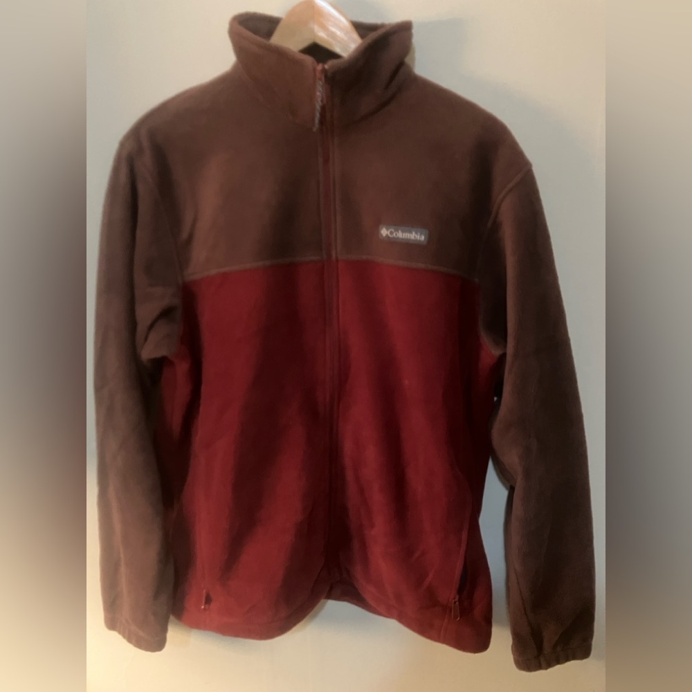 Columbia Burgundy and Chocolate Men’s Polar Fleece Jacket, Size L